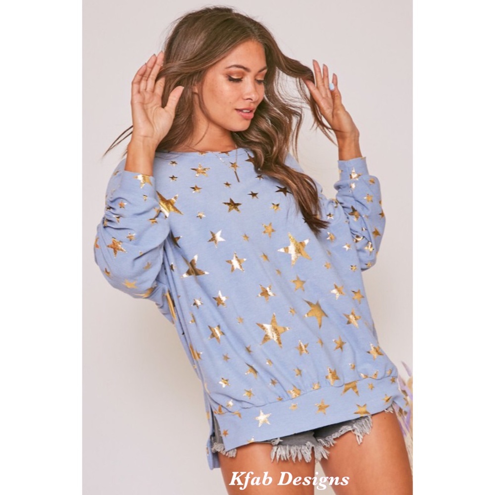 ❤️LAST 1! Star ⭐️ Metallic Foil So Soft Sweatshirt - Picture 5 of 8